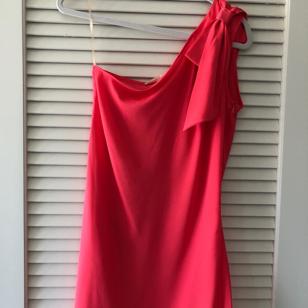 Bright coral red a line bow tie dress